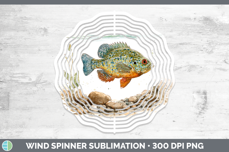 Pumpkinseed Sunfish Lake Fish Sketch Wind Spinner Sublimatio