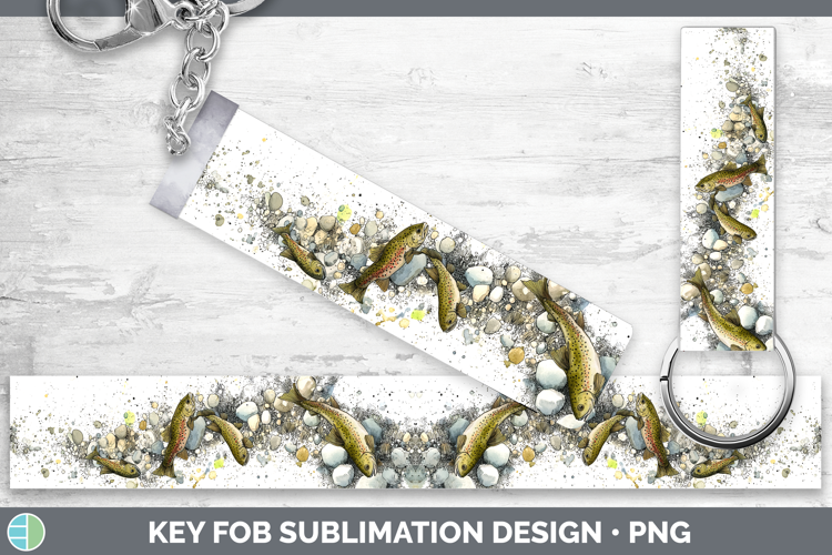 Rainbow Trout Lake Fish Sketch Key Fob Sublimation Design