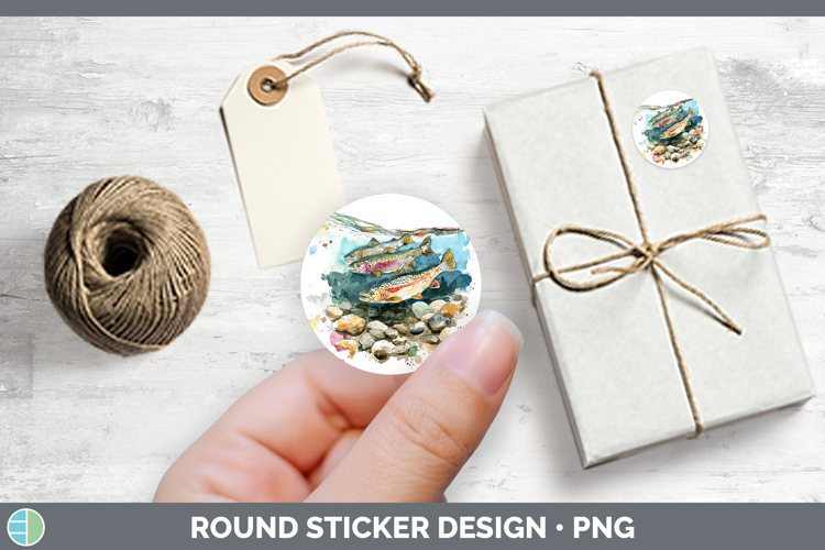 Rainbow Trout Lake Fish Sketch Stickers Design