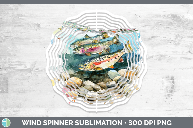 Rainbow Trout Lake Fish Sketch Wind Spinner Sublimation Desi