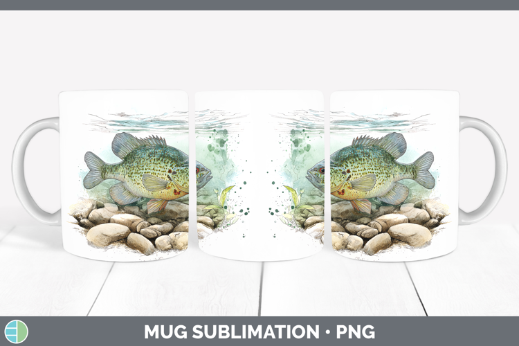 Redear Sunfish Lake Fish Sketch Mug Wrap Sublimation Design