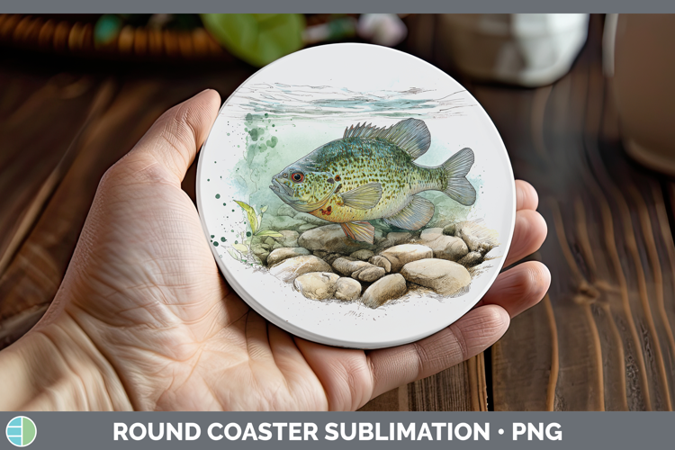 Redear Sunfish Lake Fish Sketch Round Coaster Sublimation De