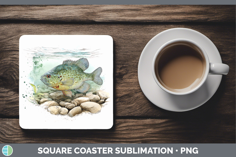 Redear Sunfish Lake Fish Sketch Square Coaster Sublimation D