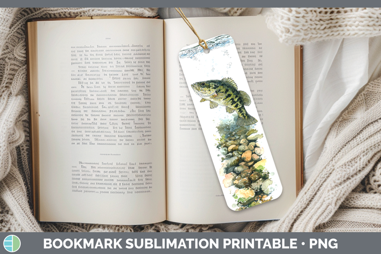 Rock Bass Lake Fish Sketch Bookmark Sublimation Design