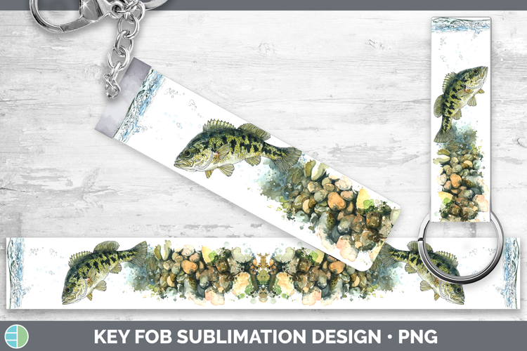 Rock Bass Lake Fish Sketch Key Fob Sublimation Design