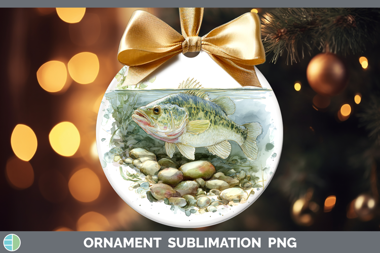 Rock Bass Lake Fish Sketch Ornament Sublimation Design