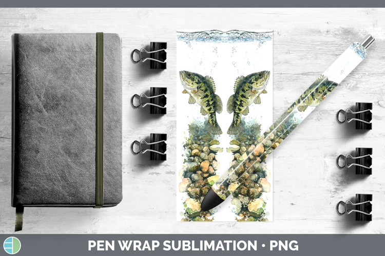 Rock Bass Lake Fish Sketch Pen Wrap Sublimation Design
