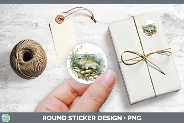Rock Bass Lake Fish Sketch Stickers Design
