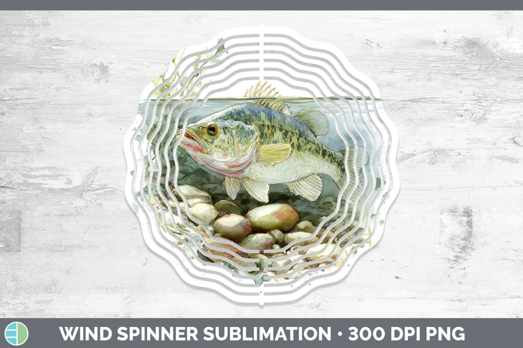 Rock Bass Lake Fish Sketch Wind Spinner Sublimation Design