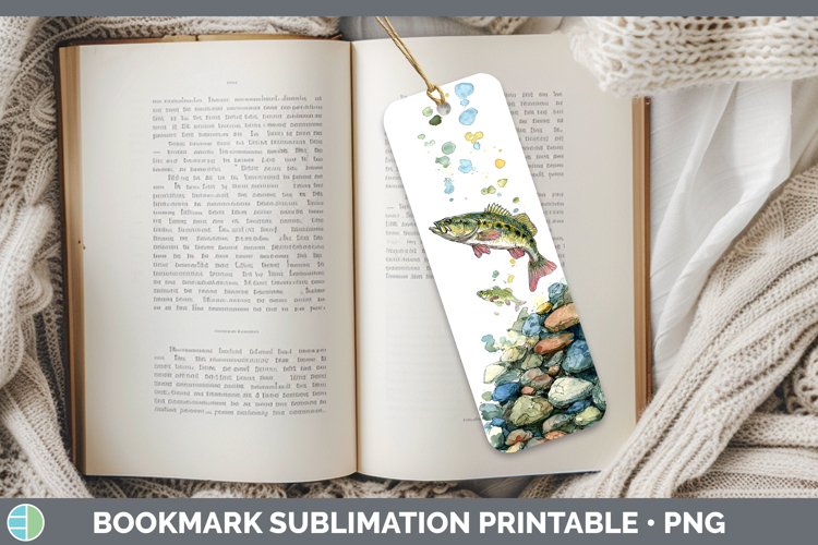 Smallmouth Bass Lake Fish Sketch Bookmark Sublimation Design