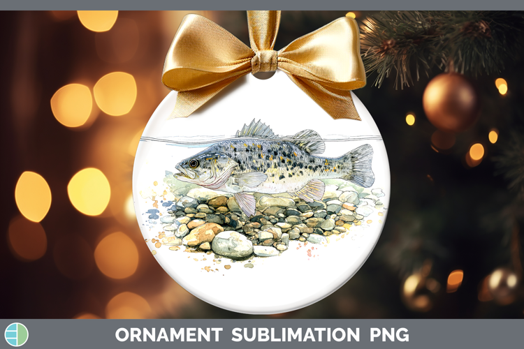 Smallmouth Bass Lake Fish Sketch Ornament Sublimation Design