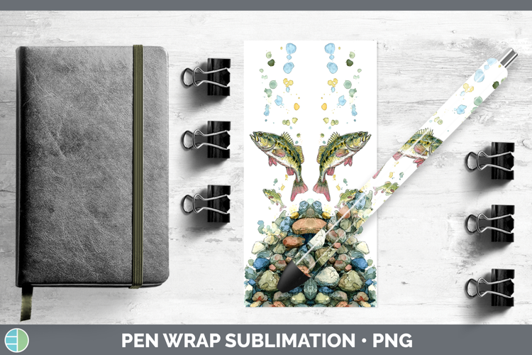 Smallmouth Bass Lake Fish Sketch Pen Wrap Sublimation Design
