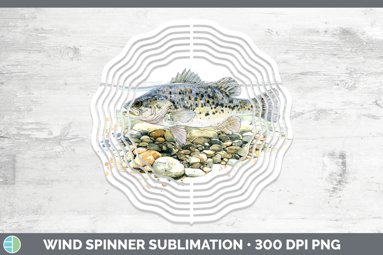 Smallmouth Bass Lake Fish Sketch Wind Spinner Sublimation De