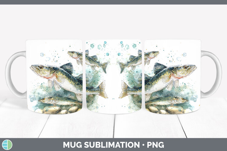 GorgeousLake Fish Sketch Mug Wrap design.