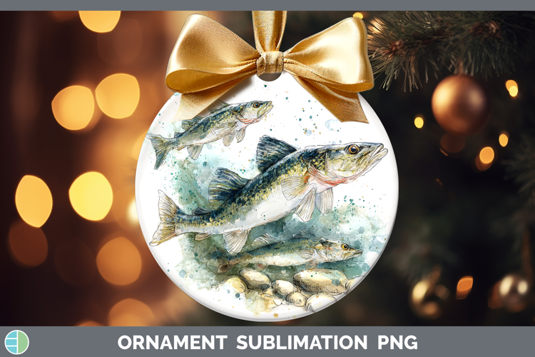 Walleye Lake Fish Sketch Ornament Sublimation Design