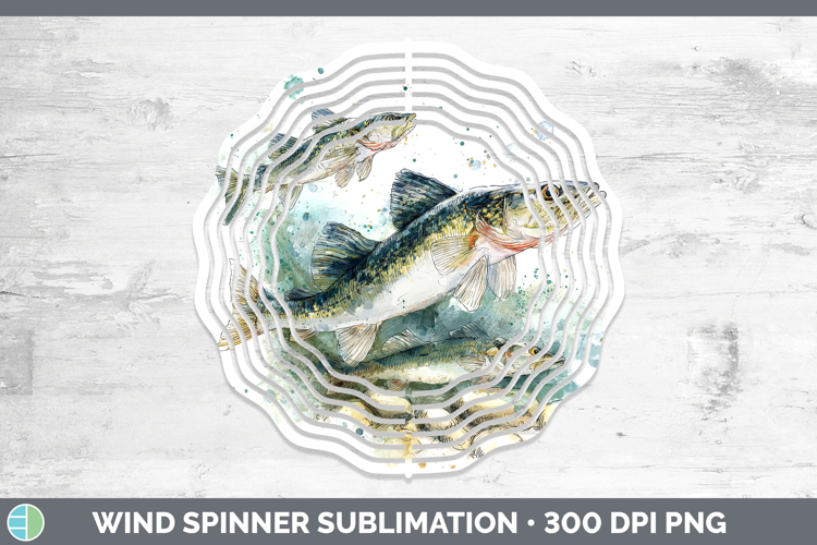 Walleye Lake Fish Sketch Wind Spinner Sublimation Design