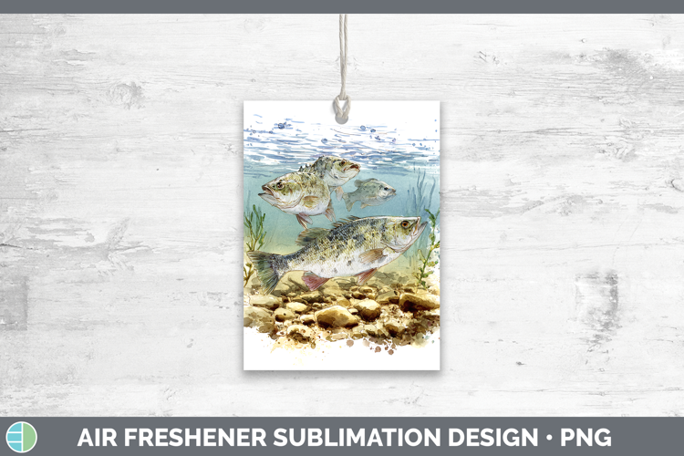 White Bass Lake Fish Sketch Air Freshener Sublimation Design