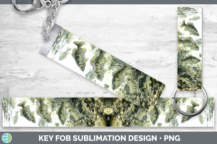 White Bass Lake Fish Sketch Key Fob Sublimation Design