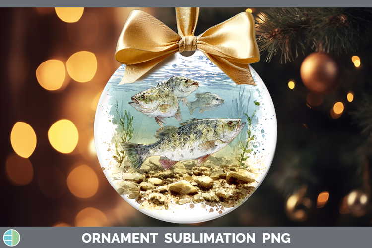 White Bass Lake Fish Sketch Ornament Sublimation Design