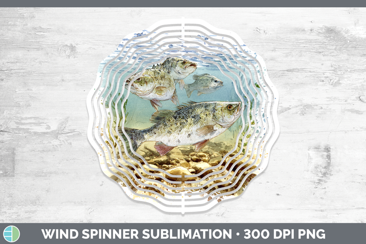 White Bass Lake Fish Sketch Wind Spinner Sublimation Design
