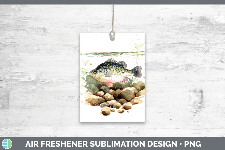 White Crappie Lake Fish Sketch Air Freshener Sublimation Des