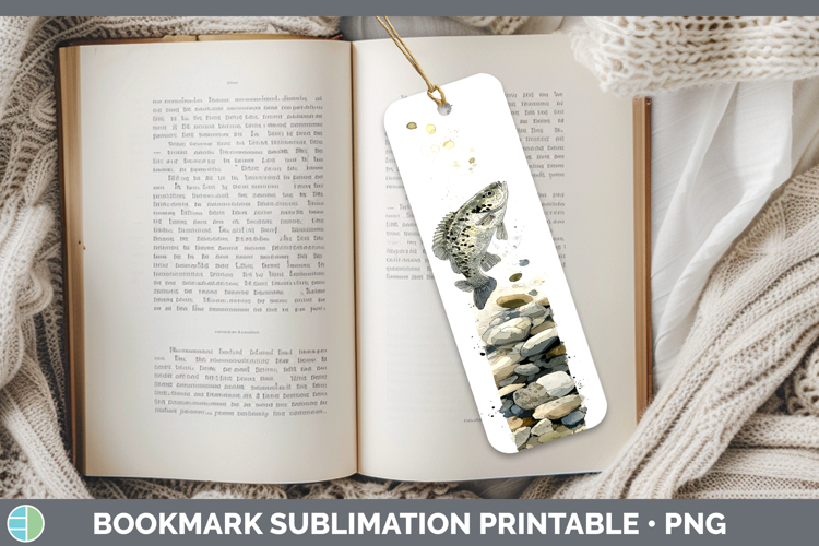 White Crappie Lake Fish Sketch Bookmark Sublimation Design