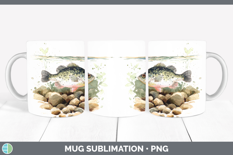White Crappie Lake Fish Sketch Mug Wrap Sublimation Design