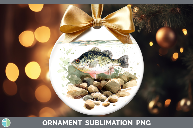White Crappie Lake Fish Sketch Ornament Sublimation Design