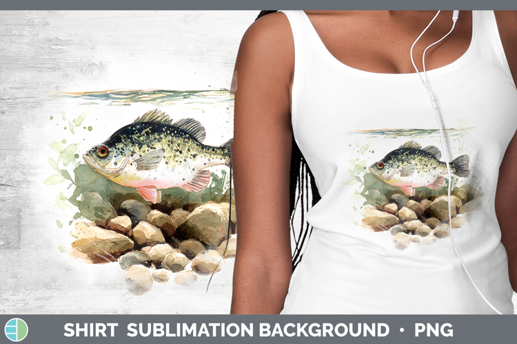 White Crappie Lake Fish Sketch Shirt Sublimation Design
