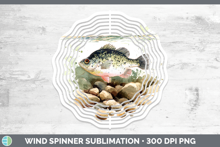 White Crappie Lake Fish Sketch Wind Spinner Sublimation Desi