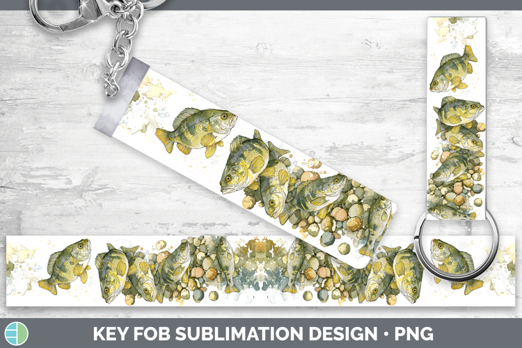 Yellow Perch Lake Fish Sketch Key Fob Sublimation Design