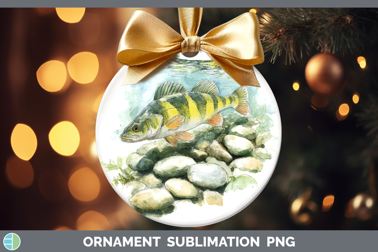 Yellow Perch Lake Fish Sketch Ornament Sublimation Design