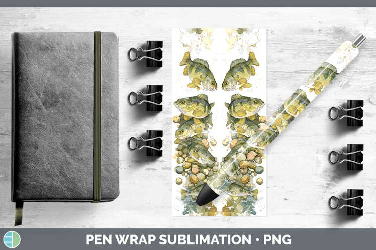 Yellow Perch Lake Fish Sketch Pen Wrap Sublimation Design