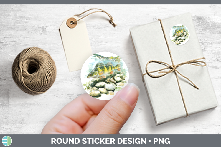 Yellow Perch Lake Fish Sketch Stickers Design