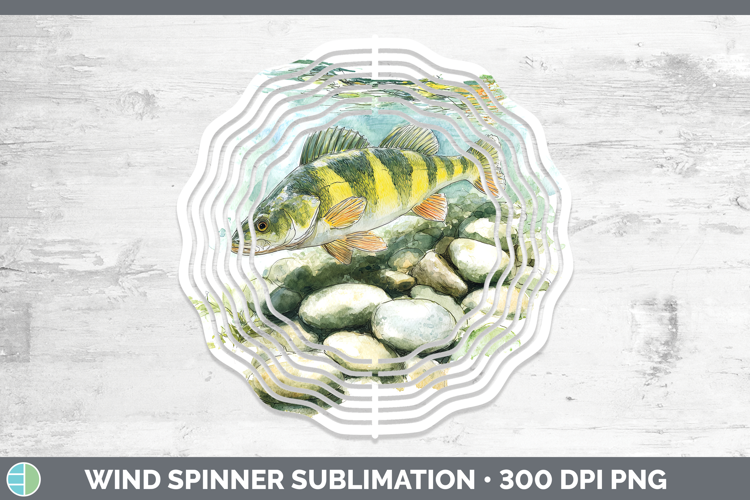 Yellow Perch Lake Fish Sketch Wind Spinner Sublimation Desig