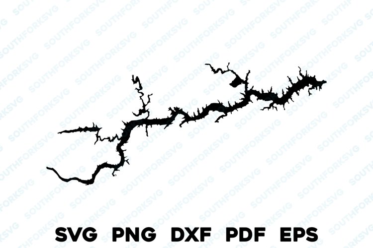 Lake Hickory North Carolina Map Silhouette Shape Design