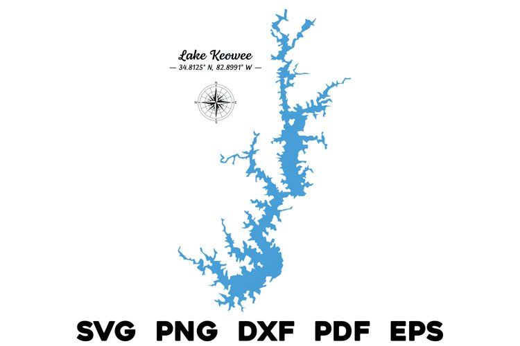 Lake Keowee South Carolina with Map Compass & GPS Coordinate