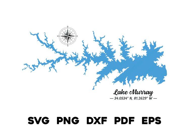 Lake Murray South Carolina with Map Compass & GPS Coordinate