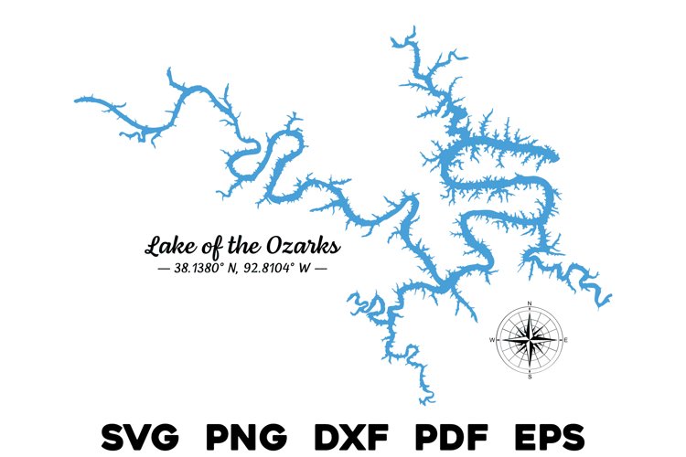 Lake of the Ozarks Missouri Map with Compass GPS Coordinates