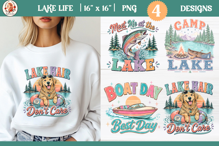 Retro Summer Lake T-Shirt Sublimation Designs