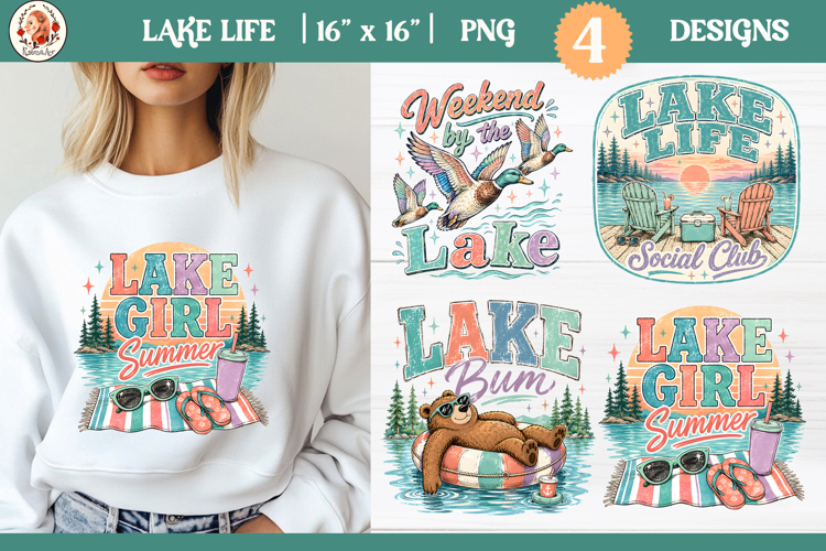Retro Summer Lake T-Shirt Sublimation Designs