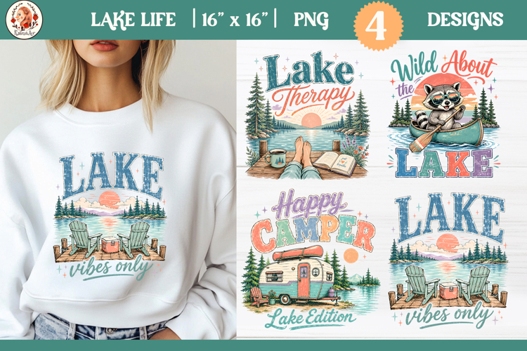 Retro Summer Lake T-Shirt Sublimation Designs