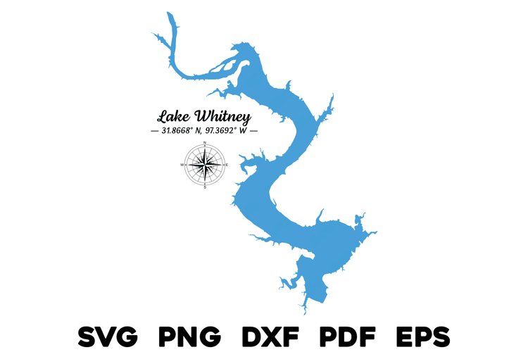 Lake Whitney Texas Map with Compass & GPS Coordinates