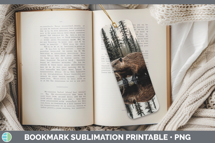 Lake Woodland Beaver Bookmark Sublimation Printable Designs