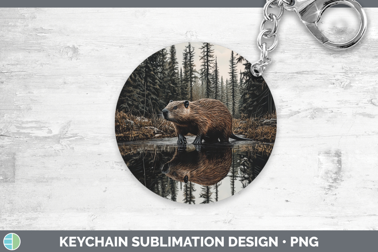 Lake Woodland Beaver Keychain Sublimation Keyring Designs