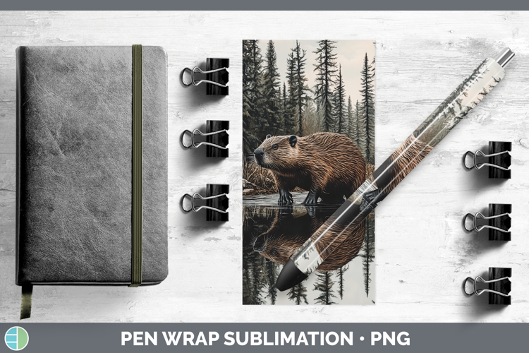 Lake Woodland Beaver Pen Wrap Sublimation Pen Designs