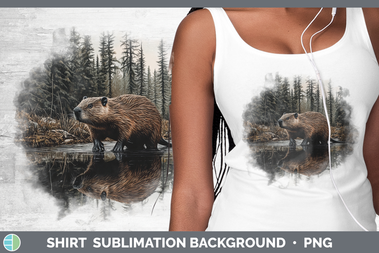 Lake Woodland Beaver Shirt Sublimation Background Designs