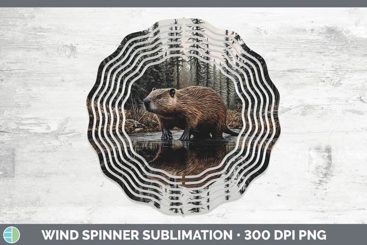 Lake Woodland Beaver Wind Spinner Sublimation Spinner Design