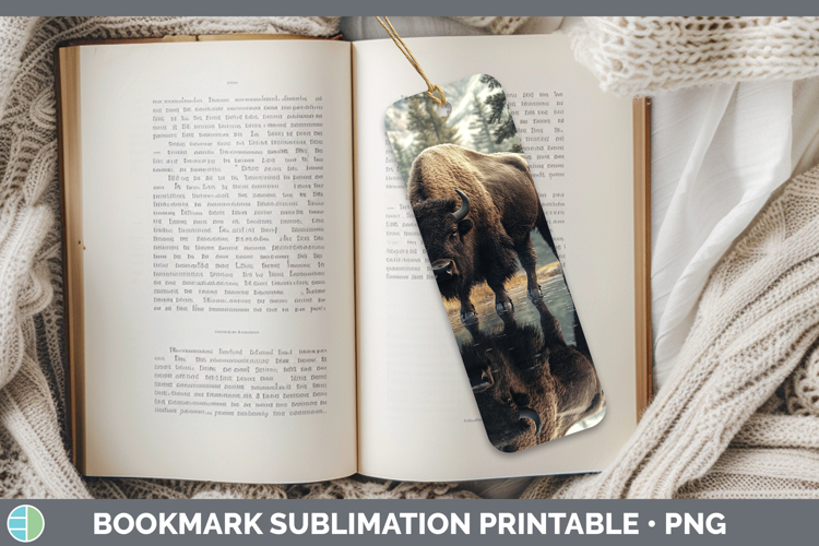 Lake Woodland Bison Bookmark Sublimation Printable Designs