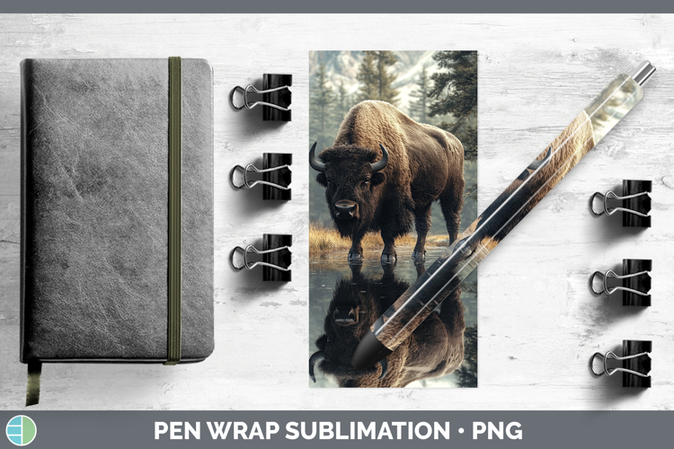 Lake Woodland Bison Pen Wrap Sublimation Pen Designs